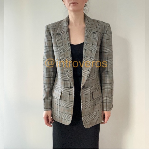 Vintage Pendleton herringbone plaid blazer and pleated skirt matching set - Picture 7 of 14